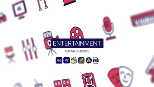 Entertainment Animated Icons - Media Entertainment Motion Icons Animation Pack