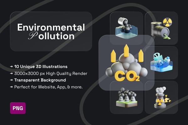 Environmental Pollution 3D Icon Pack