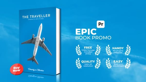 Epic 3D Book Mockup for Premiere Pro – Photoreal Book Promo Template, Up to 4K (No Plugins)