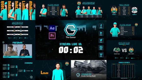 Esports Broadcast Package for After Effects – Stream Screens, Stats & Lower Thirds