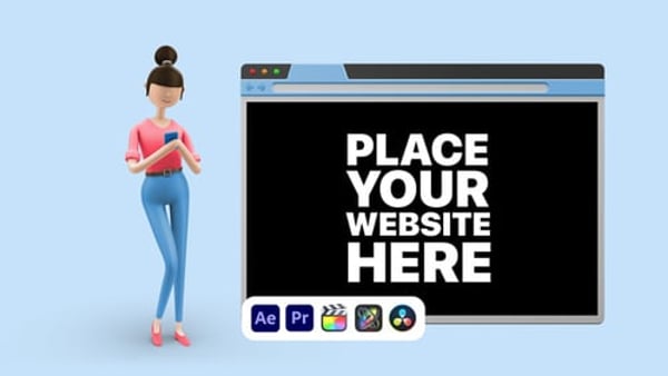 Explainer Girl Website Presentation - Web Page Showcase Animation Template