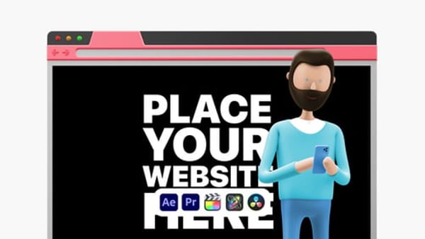 Explainer Man Website Presentation - Web Page Showcase Animation Template