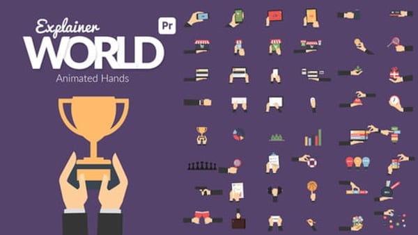 Explainer World | Animated Hands for Premiere Pro - Cartoon Character Presentation Animation Templat