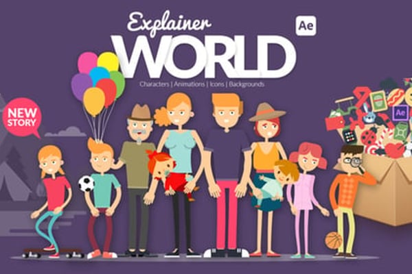 Explainer World Characters - Cartoon Animated Presentation Mascot Pack