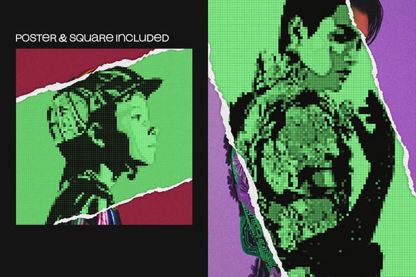 Pixel Screen Square And Poster Photo Effect