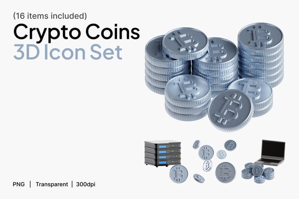 Crypto Coin 3D Icon Set