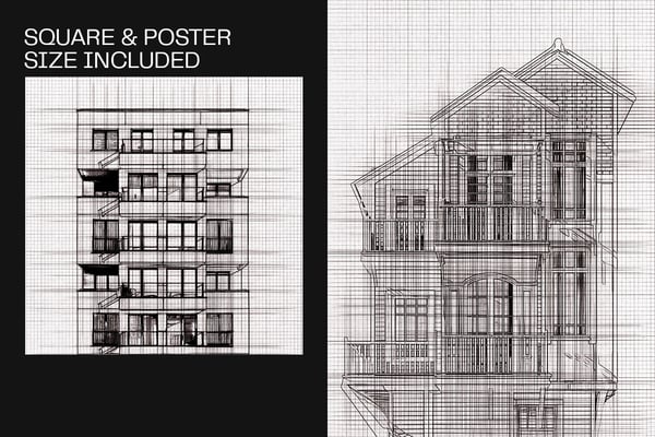 Architecture Sketch Square And Poster Photo Effect