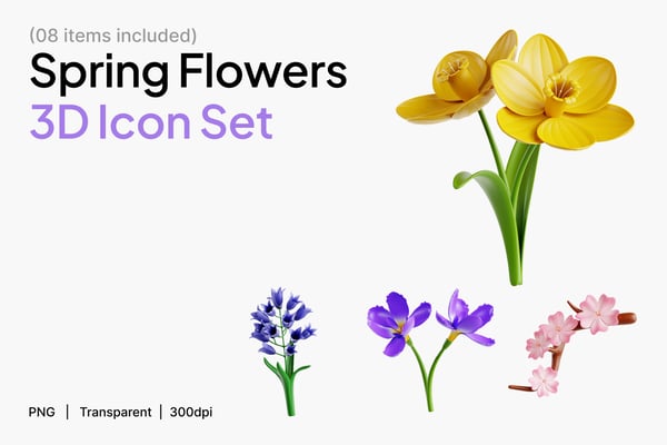 Spring Flowers 3D Icon Set
