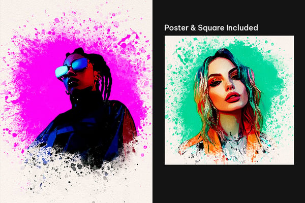 Painting Splash Square And Poster Photo Effect