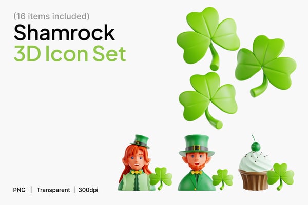 Shamrock 3D Icon Set