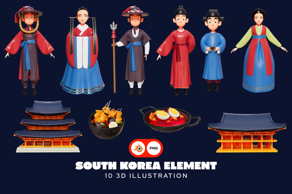 South Korea Element 3D Illustration