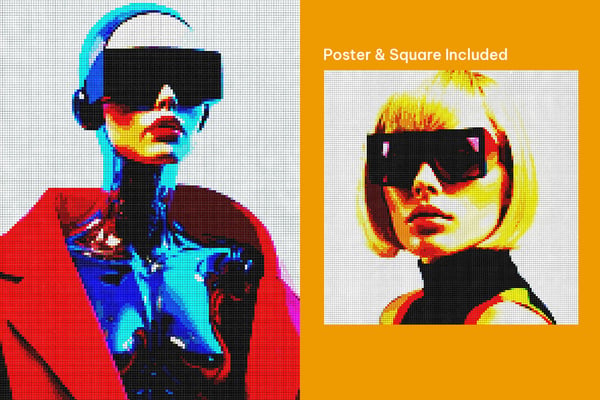 Pixel Art Square And Poster Photo Effect