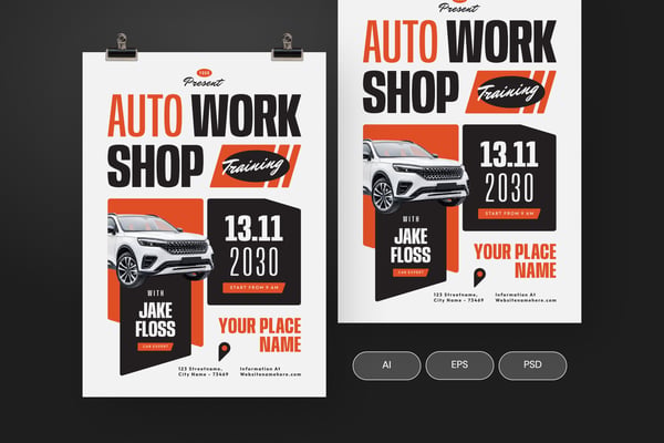 Auto Workshop Training Flyer Template