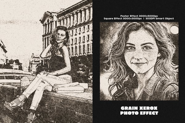 Grain Xerox Square And Poster Photo Effect