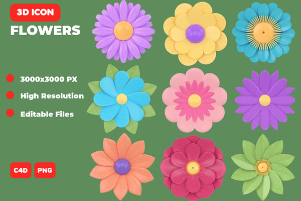 Flowers 3D Icon Pack