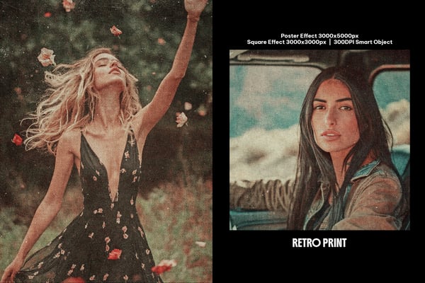 Retro Print Square And Poster Photo Effect