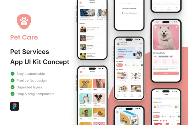 Pet Care - Pet Services App UI Kit