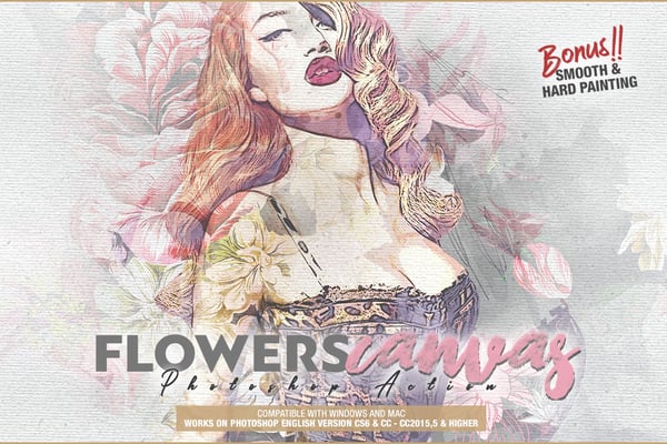 Flowers Canvas Photoshop Action