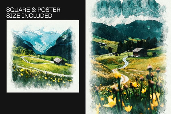 Watercolor Painting Square And Poster Photo Effect