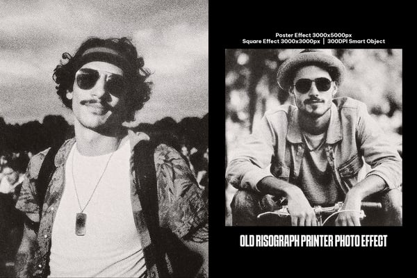 Old Risograph Printer Square And Poster Photo Effect