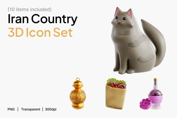 Iran Country 3D Icon Set