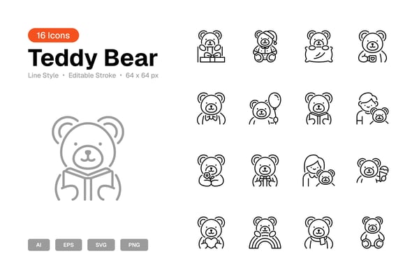 Teddy Bear Icon Set