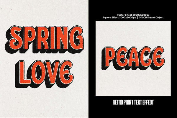Retro Print Square And Poster Text Effect
