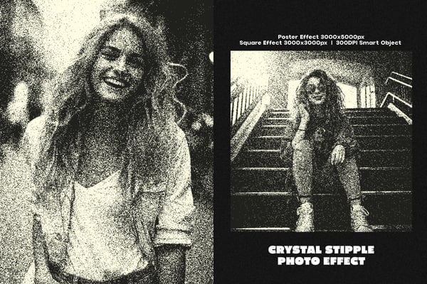 Crystal Stipple Square And Poster Photo Effect