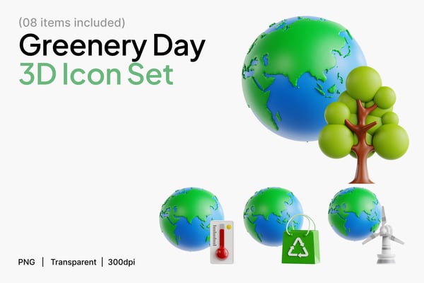 Greenery Day 3D Icon Set