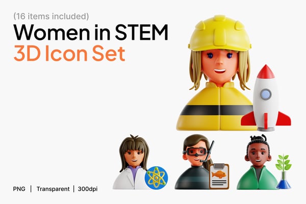 Women in STEM 3D Icon Set