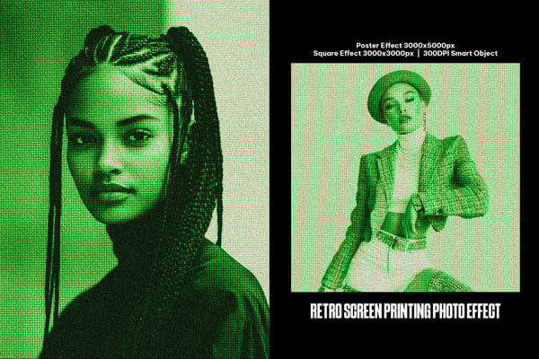 Retro Screen Printing Square And Poster Photo Effect