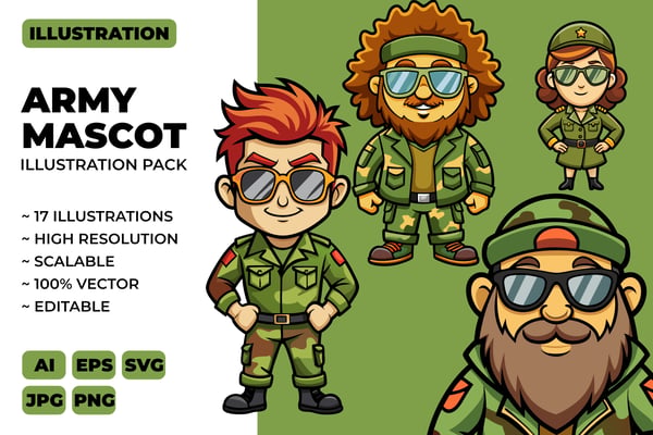 Army Mascot Illustration Pack