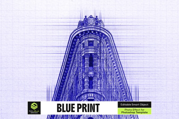 Blue Print Photo Effect
