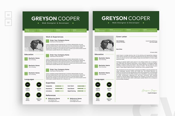 Green Color Resume CV