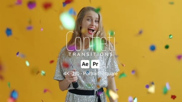 Festive Confetti Transitions for After Effects & Premiere Pro MOGRT – 12 Pack