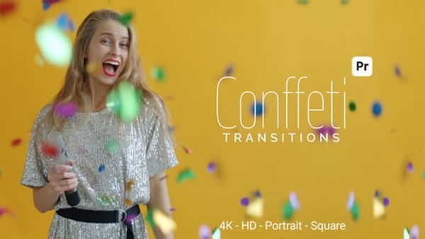 Festive Confetti Transitions for Premiere Pro | 12 MOGRTs for Weddings, Parties & Events