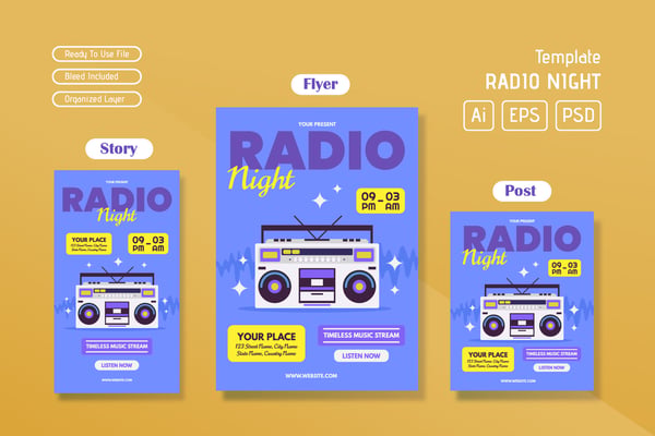 Radio Night Flyer and Social Media Template