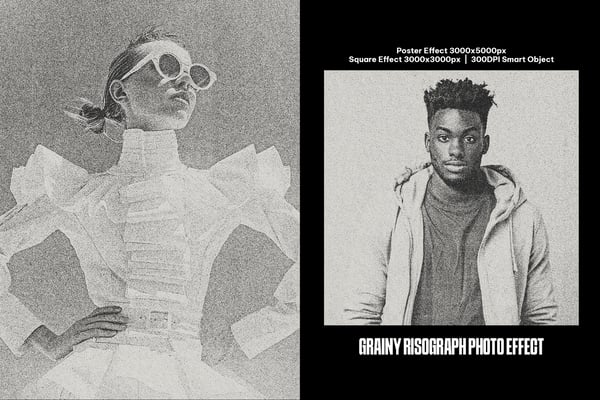 Grainy Risograph Square And Poster Photo Effect