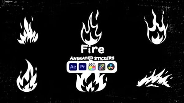 Fire Animated Stickers - Cartoon Flame Motion Sticker Pack