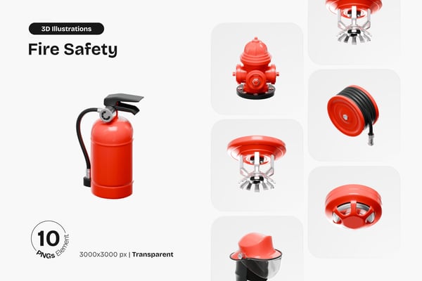 Fire Safety 3D Icon Pack