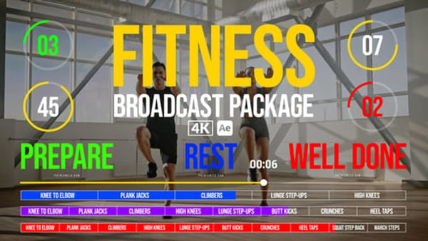 Fitness Broadcast Package - Dynamic Sports TV Graphics Animation Template