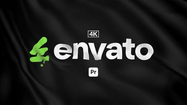 Flag Logo Sting for Premiere Pro - Waving Fabric Brand Reveal Animation Template