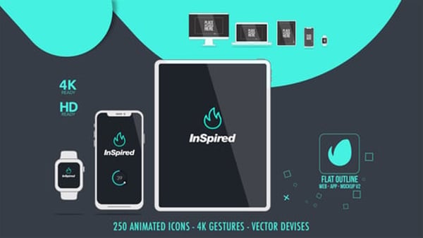 Flat Outline Web App Mockup for After Effects – 4K Multi-Device Kit