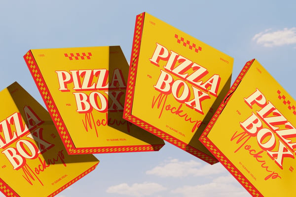 Floating Pizza Boxes Mockup