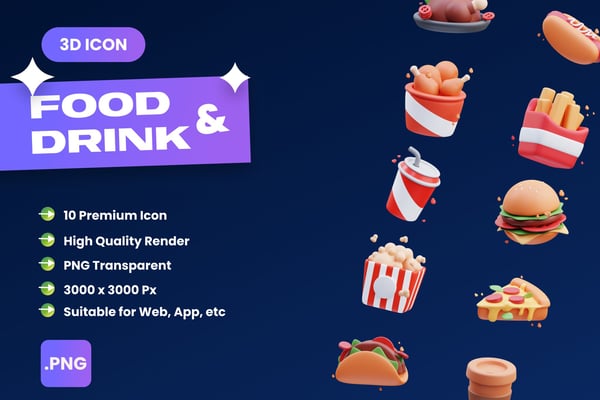 Food and Drink 3D Icons