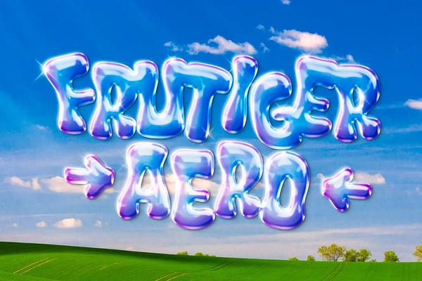 Frutiger Aero Bubble Text Effect - Glossy Sky Psd Template