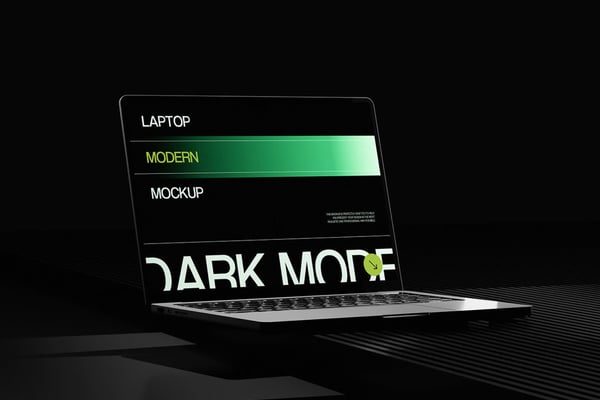 Futuristic Dark Mode Laptop Mockup