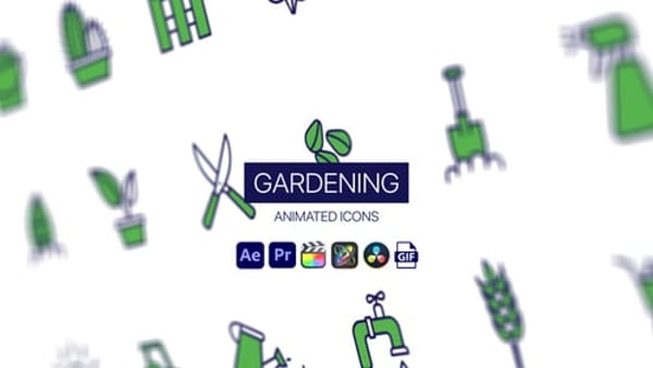 Gardening Animated Icons - Nature Gardening Motion Icons Animation Pack
