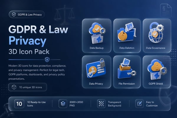GDPR & Law Privacy 3D Icon Pack