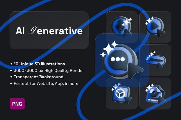 Generative AI 3D Icon Pack